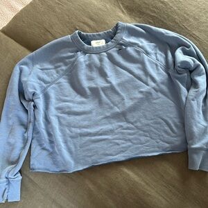 Aerie blue cropped sweatshirt with holes xs/tp